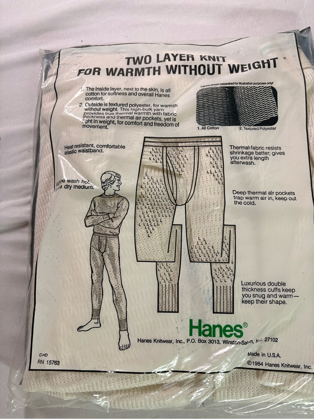 Hanes Men’s White Thermal Bottom - Blend Comfort(bc16) - Picture 2 of 3